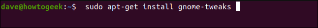sudo apt-get install gnome-tweaks in a terminal window