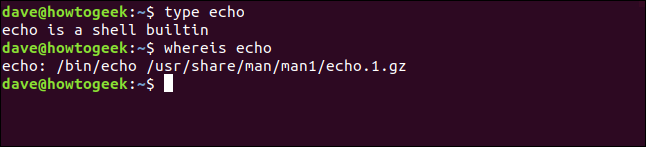 type echo in a terminal window