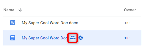 A shared file has a silhouetted icon next to the name.