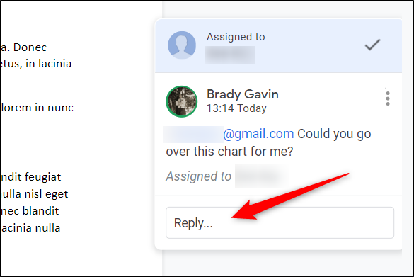 To reassign a task to someone else, click the comment, and then click on the Reply text field.