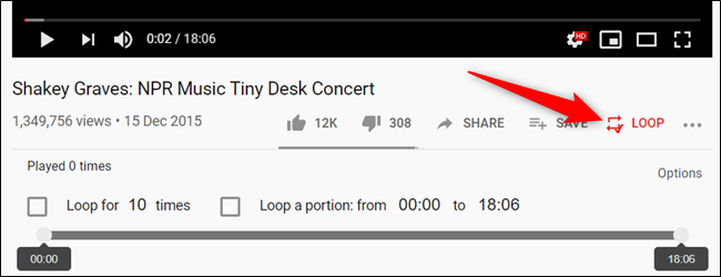When you fire up a video, click on the &quot;Loop&quot; icon, located underneth the video player.