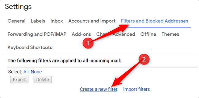 Click &quot;Filters and Blocked Addresses,&quot; and then click &quot;Create a New Filter.&quot;