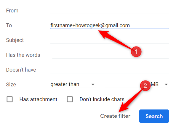 Type your email address in the &quot;To&quot; section, and then click &quot;Create Filter.&quot;