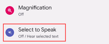 Tap "Select to Speak."