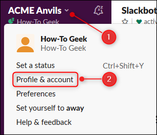 Click the arrow to open the main menu, and then select the &quot;Profile &amp; Account&quot; option.
