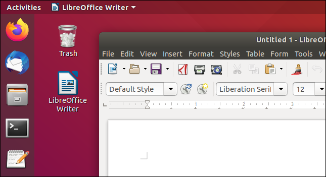Working LibreOffice Writer desktop shortcut.
