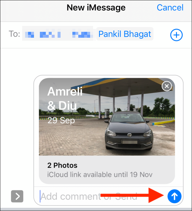 Add contacts and then tap on the Share button