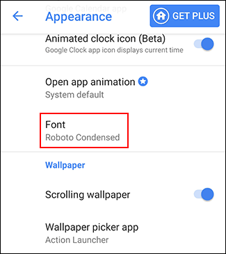Tap Font in the Action Launcher Appearance menu