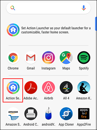 Action Launcher users can access the Action Settings menu through the app drawer