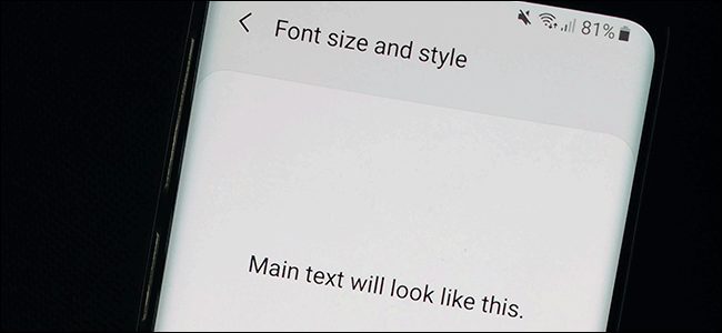 The Font Settings menu in Android
