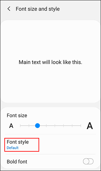 In the Font size and style menu, tap Font style