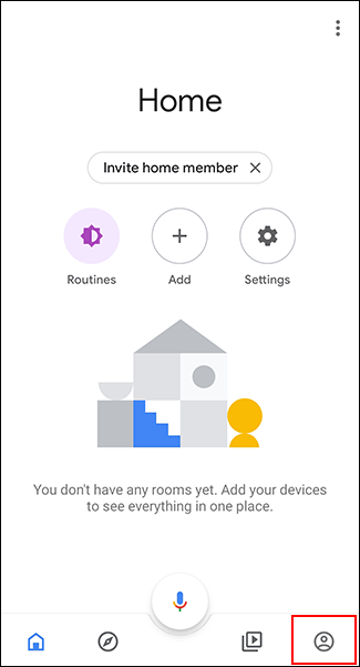 Open the Google Home app and tap the Accounts tab