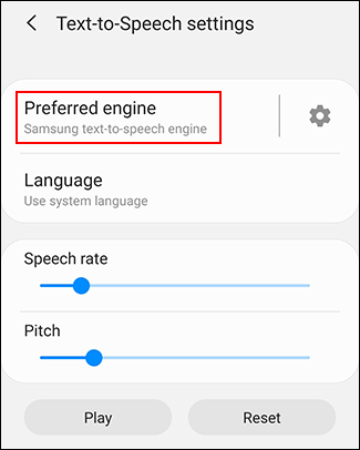 Tap on Preferred engine in your Text-to-speech settings menu