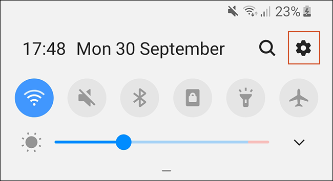 Scroll down the notifications shade and tap the gear icon to access your Android settings