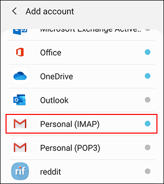 Choose IMAP as your account option