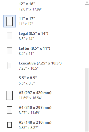 executive paper size