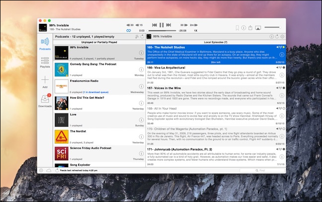 Downcast podcast player for Mac