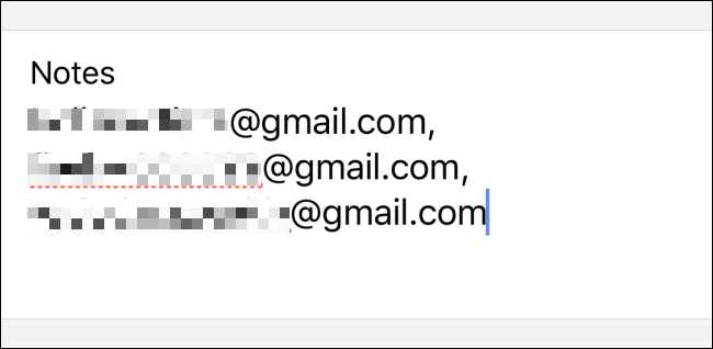 Email addresses pasted