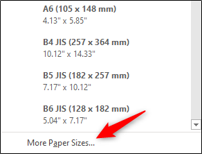 More Paper Sizes