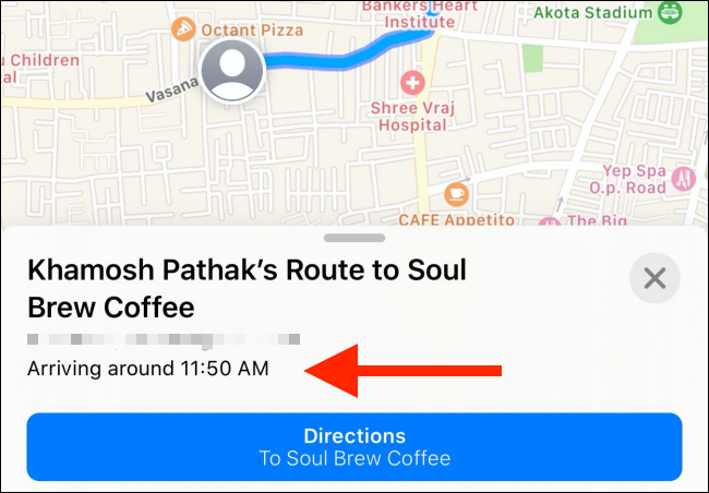Seeing shared ETA on Maps app on iPhone