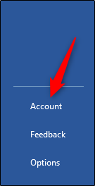 Select Account in left-hand pane