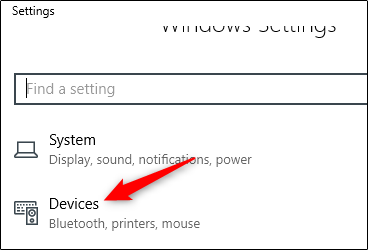 Select devices from settings menu