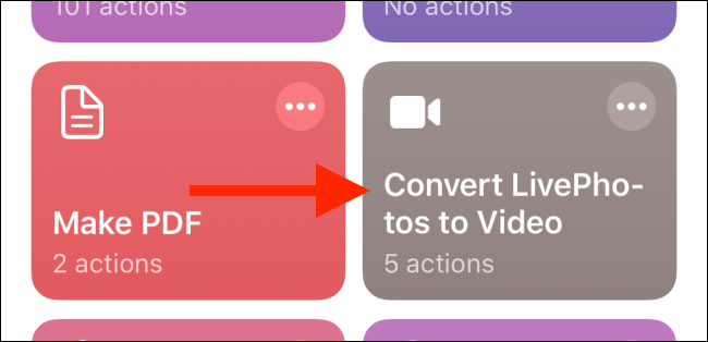 Select the Convert Live Photos shortcut
