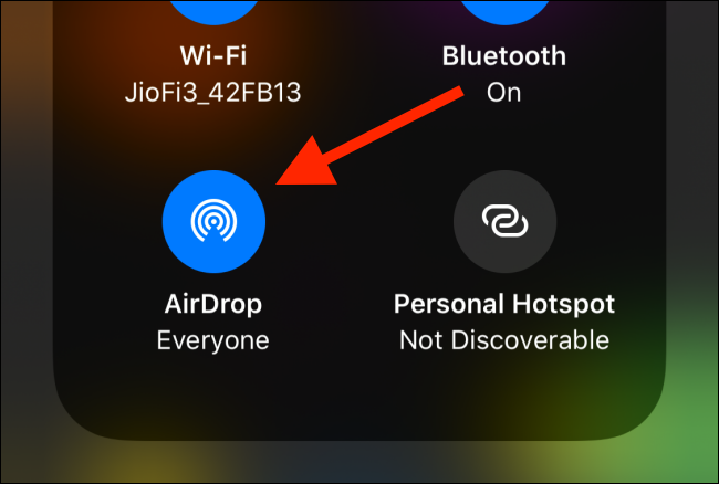 Tap and hold on the AirDrop button