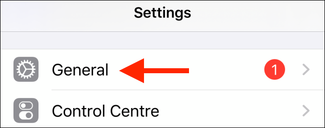 Tap on General from Settings app