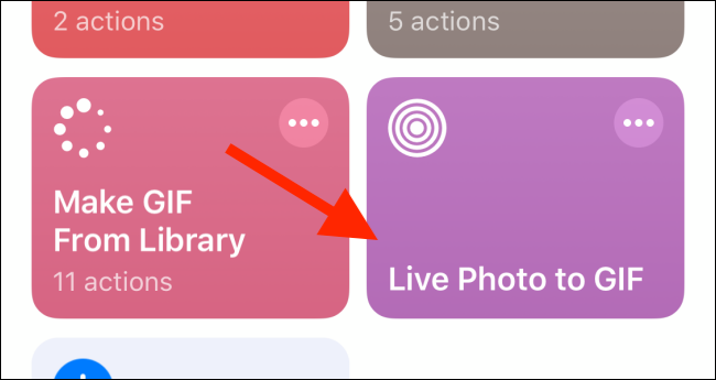 Tap on Live Photo to GIF shortcut