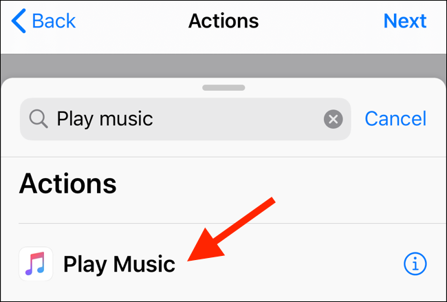 Tap on Play Music action from the actions list