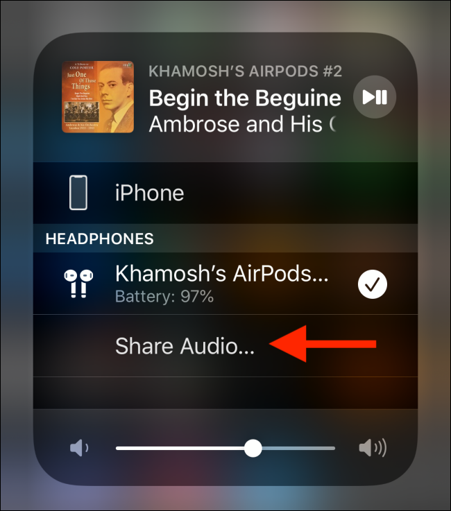 Tap on Share Audio button
