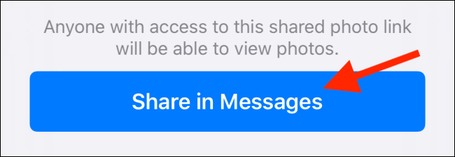 Tap on Share in Messages