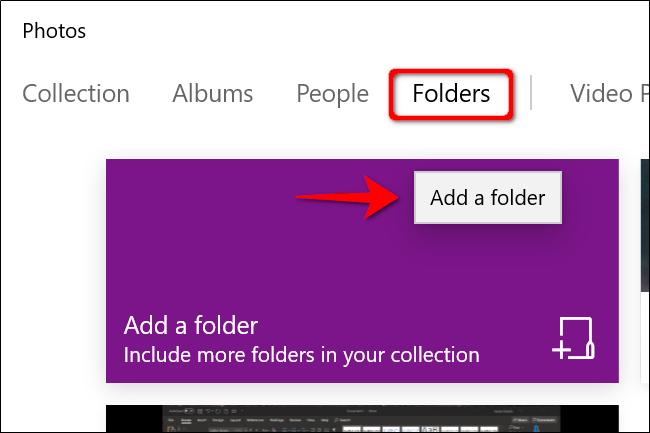 Windows 10 Photos App Add Folder