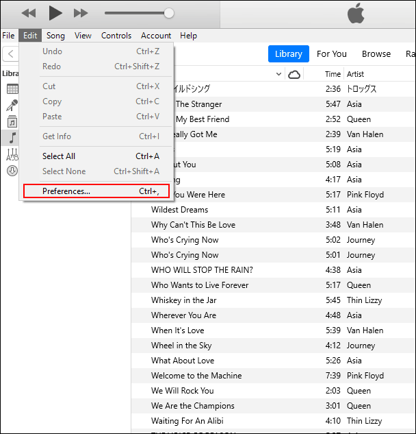 Open iTunes, click Edit, then Preferences