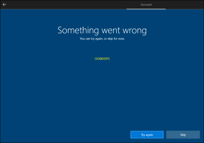 Skipping Windows 10's Microsoft account creation.