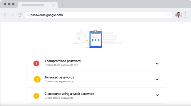 Password checkup in Google's password manager.