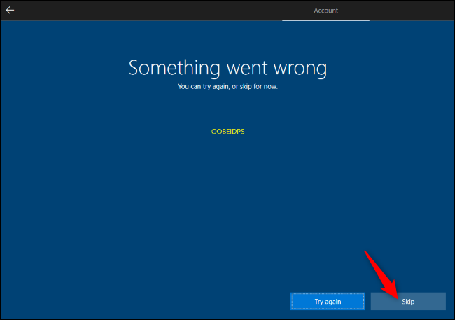 Skipping Microsoft account creation during Windows 10 Setup.