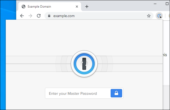 Signing into 1Password in Chrome.