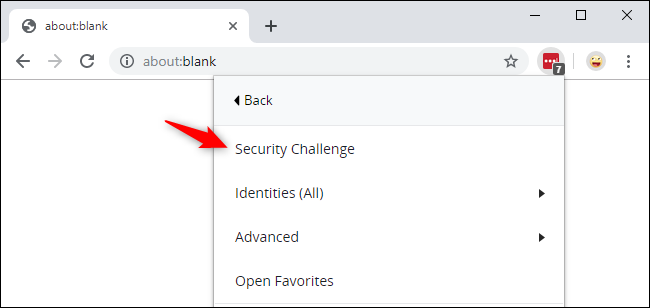 Launching the LastPass Security Challenge from Google Chrome.