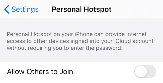 Disable Personal Hotspot on iOS