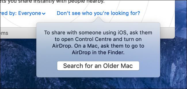 Search for an Older Mac in AirDrop