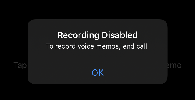 Voice Memos Disabled While in Call