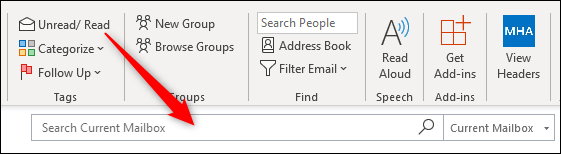 The Outlook Search box.