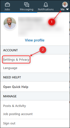 The &quot;Settings &amp; Privacy&quot; menu option.