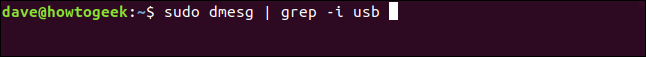 sudo dmesg | grep -i usb in a terminal window