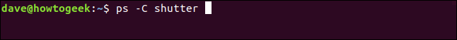 ps -C shutter in a terminal window