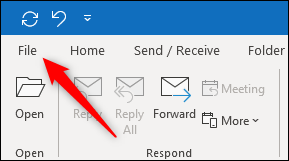 Outlook's File option.