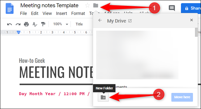 Move the template to a folder for your Google Docs templates. If one doesn't exist, create one.