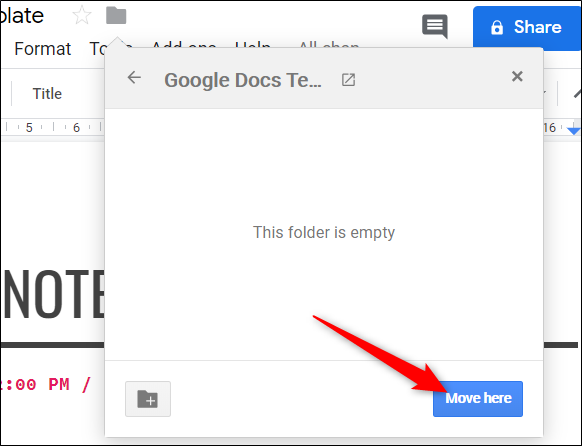 Click &quot;Move here&quot; to move the file into this folder.